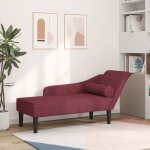 Chaise longue avec coussins rouge bordeaux tissu