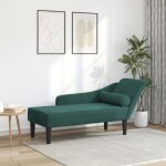 Chaise longue avec coussins vert fonc� velours