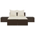 Chaise longue double - transat dext�rieur - avec coussins marron - r�sine tress�etop vente191070375