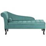 Chaise longue ct gauche en velours bleu paon avec rangement pessac