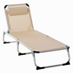 Chaise longue de jardin alu pliable 5 positions - 170x60x76cm - têtière amovible - beige pour jardin ... Chaise longue de jardin alu pliable 5 positions - 170x60x76cm - têtière amovible - beige pour jardin ...