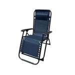 Chaise longue jardin exterieur inclinable 90 x 108 x 66 cm bleu fort - marbueno