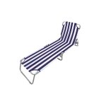 Marbueno transat pliant acier rayures bleues et blanches plage et piscine 187x55x24 cm 10020