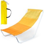 Chaise longue de plage pliante - vilde - 86x515 cm - jaune - structure m�tallique - tissu polyester - ...