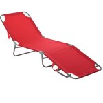 Chaise longue pliable - 187x 55 x 24 cm avec dossier r�glable en plusieurs positions - transat inclinablerouge ...
