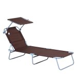 Chaise longue pliable 187x58x36 cmtransat de jardin avec protection solaire rglable pour terrasse & ...