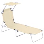 Chaise longue pliable de jardin187 x 58 x 36 cm avec pare soleil r�glabletransat de la plage beige