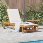 Chaise longue avec table bois massif d acacia