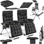 Chaises longues - tectake - lot de 2 transats cloud ii pliables avec pare - soleil dossier et repose ...