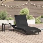 Chaise longue - vidaxl - transat 2 pcs - dossier r�glable 4 positions - table lat�rale int�gr�e - noir ...