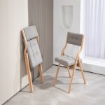 Chaise - lot 2 chaises pliantes rembourres bois portable&assemble cuisine&bureau&mariage gris