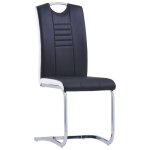Chaises  manger cantilever - mango - lot de 2 - noir similicuir - 49x51x70 cm