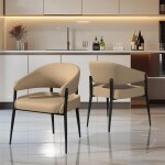Chaises � manger en cuir lot de 2 - chaises de cuisine avec accoudoirs chaise salle � manger rembourr�e ...