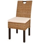Chaises à manger - mango - lot de 2 - rotin kubu bois de manguier - 43x44x96 cm Chaises à manger - mango - lot de 2 - rotin kubu bois de manguier - 43x44x96 cm