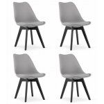 Chaise mark lot de 4 - si�ge polypropyl�ne gris coussin simili pieds h�tre noir design intemporel