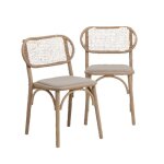 Chaise en bois dorme clair et cannage luzian (lot de 2)