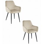 Chaise - oskar - solden - velours beige - pieds métal noirs - lot de 2 Chaise - oskar - solden - velours beige - pieds métal noirs - lot de 2