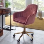 Chaise pivotante en velours rose amstyle - chaise coque 120kg Chaise pivotante en velours rose amstyle - chaise coque 120kg