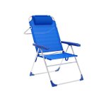 Marbueno chaise pliante 5 positions aluminium avec coussin bleu plage et piscine 67x66x99 cm 10247