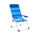 Marbueno chaise pliante 5 positions aluminium avec coussin rayures bleues plage et piscine 69x58x109 ...