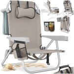 Chaise de plage - tectake - chaise de plage coral pliable fonction sac � dos aluminium 63 x 695 x 10 ...