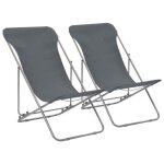Chaise de plage - vidaxl - pliable - gris - acier et tissu oxford Chaise de plage - vidaxl - pliable - gris - acier et tissu oxford