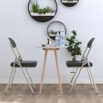 Chaises pliantes en cuir - vivolilv - lot de 2 - 46x42x80 cm - noir - chaise de bureau pliante peu encombrante ...