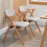 Chaises pliantes gris bois accoudoirs empilables assise rembourre lot de 2 pour invits cuisine bureau ...