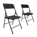 Chaises pliantes noires - lot de 2 chaises pliables de jardin - structure en acier - 150 kg - f�tes - ...
