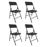 Chaises pliantes noires - lot de 4 chaises pliables de jardin - structure en acier - 150 kg - f�tes - ...