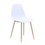 Chaise pp blanc pieds m�tal effet bois