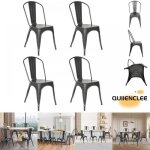 Chaises - quiienclee - lot de 4 chaises 85 x 45 x 45 cm chaises en fer avec dossier amovible pour la ...