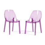 Chaises - rattatan - luce - polycarbonate transparent - lot de 2 - rose fuchsia Chaises - rattatan - luce - polycarbonate transparent - lot de 2 - rose fuchsia
