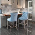 Chaise rembourr�s en velours avec d�coration capitonn�etabourets de bar contemporainslot de 2 chaise ...