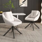 Chaise de salle � manger lot de 2 assise velours beige chaise rembourr�e rotation � 360� dossier ergonomique ...