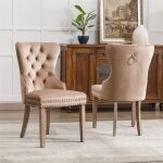Chaise salle  manger - lot de 2 - campagne - pieds en bois massif - revtement en velours - garniture ...