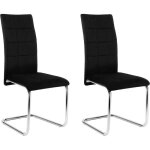Chaises salle  manger lot de 2 chaise pied luge rembourre epais chaise cantilever en velours noir e0ag0046 ...