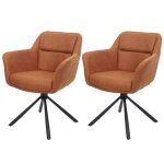 Chaises de salle  manger - lot de 2 - marque - pivotantes - accoudoirs - tissu sud marron