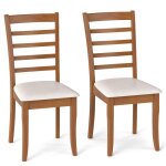 Chaises de salle � manger lot de 2 - relax4life - cadre en bois dh�v�a naturel - dossier � lattes - assise ...