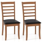 Chaises de salle � manger lot de 2 - relax4life - cadre en bois dh�v�a naturel - dossier � lattes - assise ...