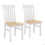 Chaises de salle � manger lot de 2 - relax4life - dossier � lattes - assise en bois de caoutchouc - sans ...