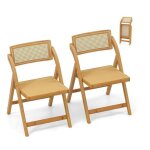 Chaises salle � manger lot de 2 - relax4life - dossier pivotant - chaise pliante en bois - cadre en bambou ...