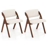 Chaises salle � manger lot de 2 - relax4life - si�ge rembourr� - housse en lin - chaise pliable en bois ...