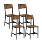 Vasagle chaise salle � manger lot de 4 cadre en acier style industriel salon cuisine marron rustique ...