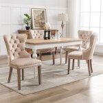 Chaise salle  manger - lot de 4 - campagne - pieds en bois massif - revtement en velours - garniture ...