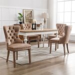 Chaise salle  manger - lot de 4 - campagne - pieds en bois massif - revtement en velours - garniture ...