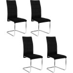 Chaises salle  manger lot de 4 chaise pied luge rembourre epais chaise cantilever en velours noir e0ag0046 ...