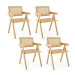 Chaises salle à manger lot de 4 - relax4life - en bambou - accoudoirs confortables - dossier incliné ... Chaises salle à manger lot de 4 - relax4life - en bambou - accoudoirs confortables - dossier incliné ...