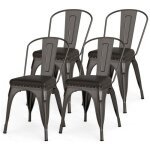 Chaise salle � manger lot de 4 - relax4life - dossier amovible - assise rembourr�e - tabouret de bar ...