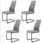 Chaises de salle � manger lot de 4 - relax4life - dossier haut inclin� - coussin rembourr� - patins antid�rapa ...